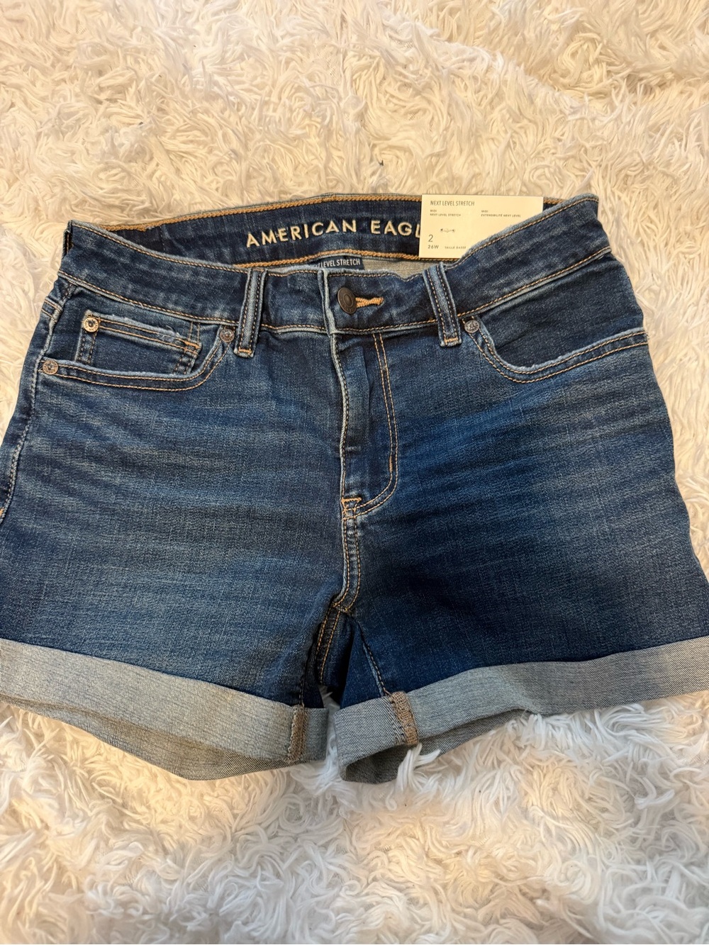 American Eagle Outfitters Blue Denim Roll-Cuff Women's Shorts